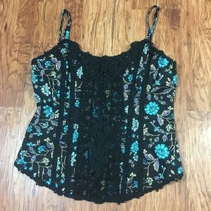 Free People Miss Lizzy Black Floral Bustier